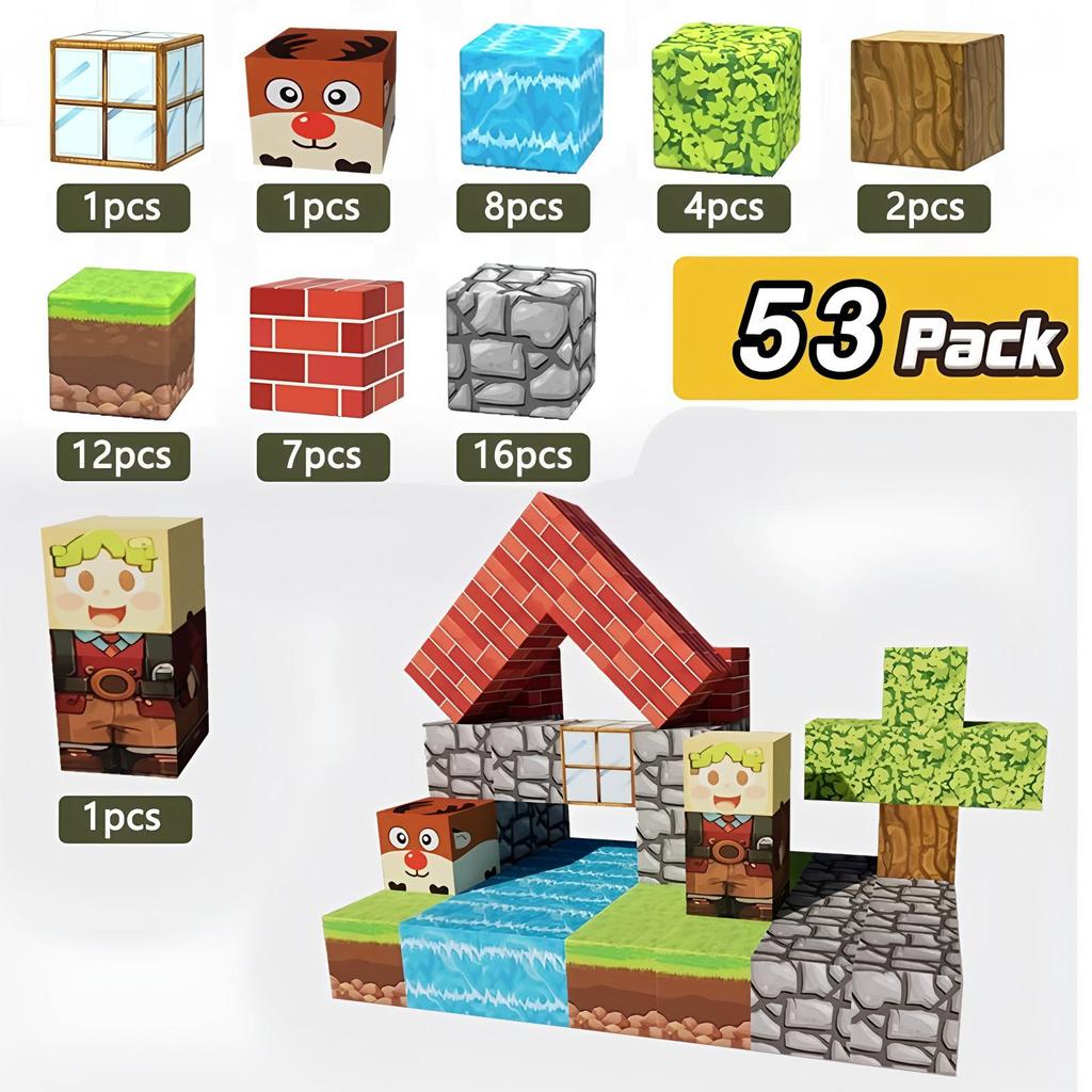 My Magnetic Block World: Primeval Forest Series Educational Building Cubes for Children