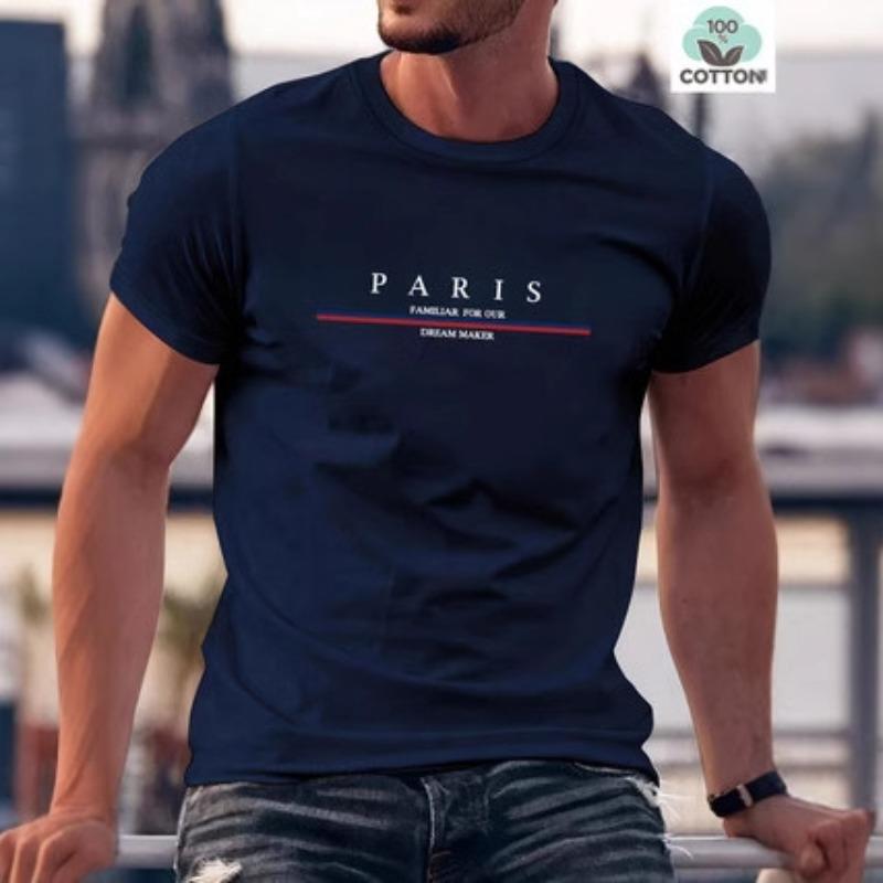 Pánské tričko s krátkým rukávem z potištěné bavlny, ležérní košile z čisté bavlny