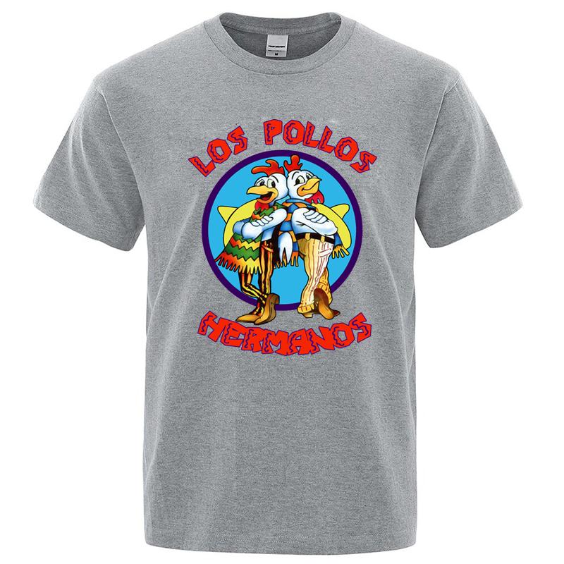 Summer Men's High Quality LOS POLLOS Hermanos Funny Printed T-Shirt Casual Cotton Breathable Tshirt Chicken Brothers Tees Top