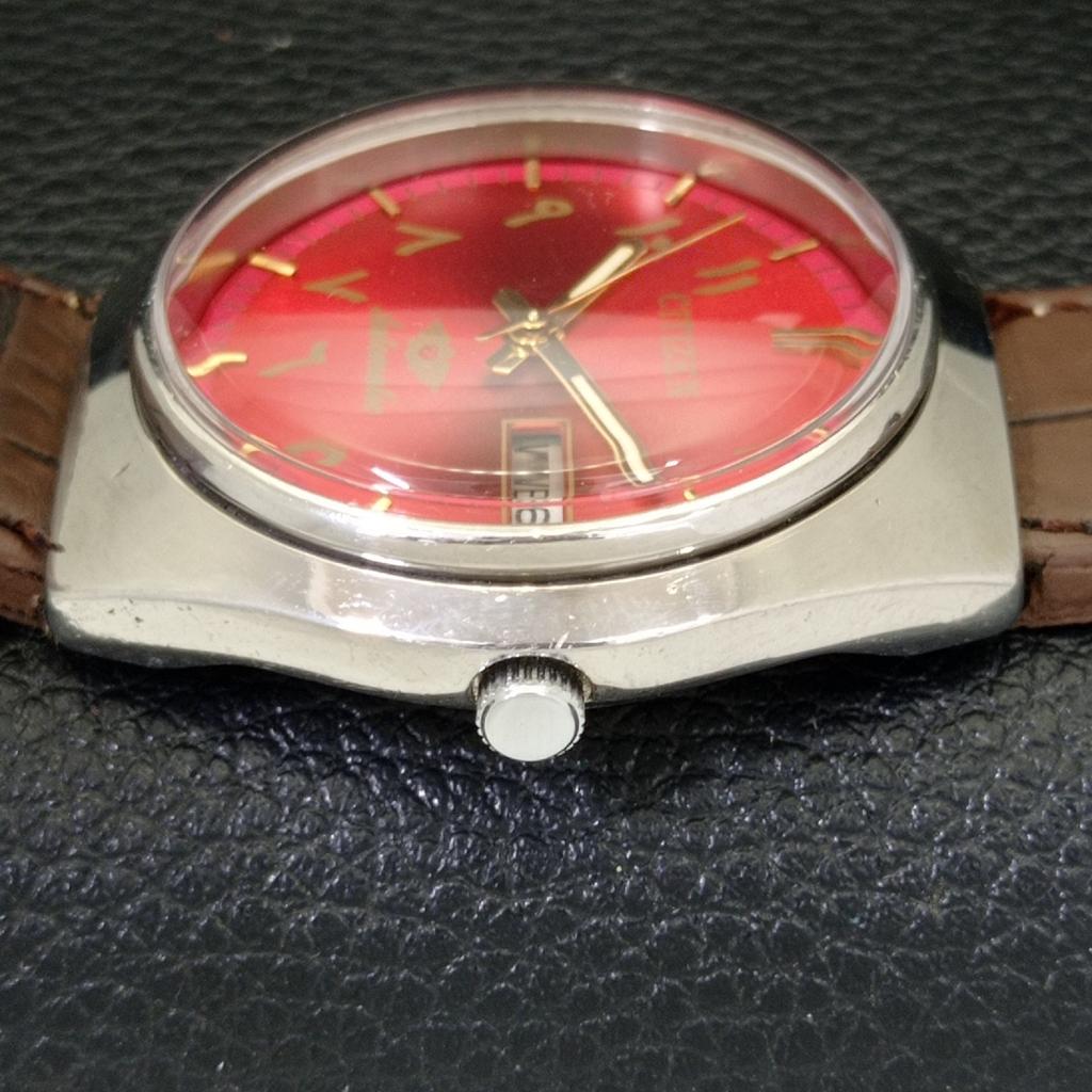 USED VINTAGE CITIZEN AUTOMATIC 8200 JAPAN MENS ARABIC RED DIAL WATCH a434807-2 R123-a434807