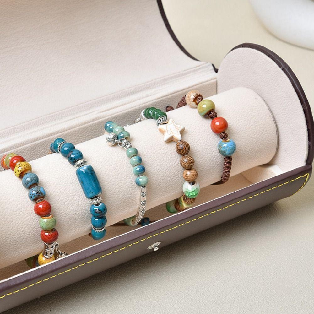 Étui de voyage porte-montre portable Cylindrique Porte-rangement pour bracelets Collection antique