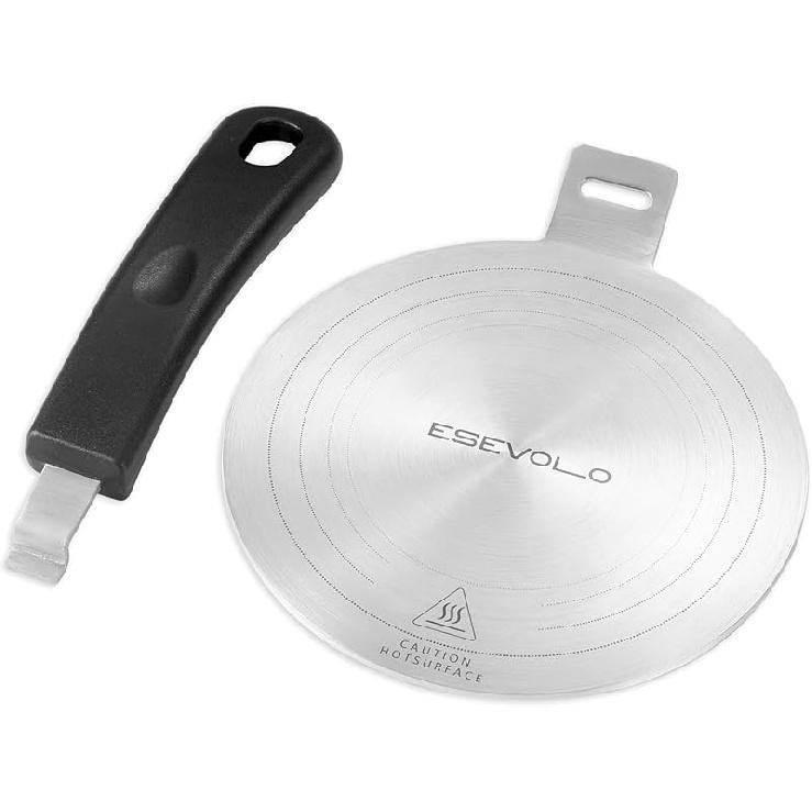 Induction Adapter Plate Detachable, 5.5 Inch Stainless Steel Heat Diffuser Plate for Moka Pot 12 Cup, Heat Diffuser Cooking Induction Adapter for Gas Induction Adapter Plate