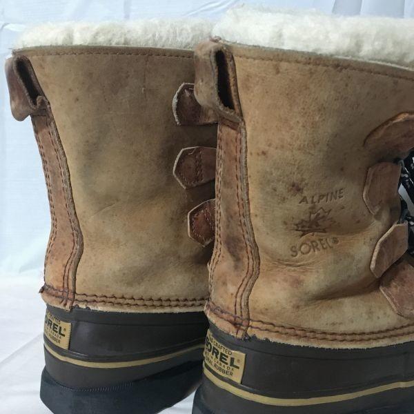 Vintage SOREL Wyprodukowane w Kanadzie Buty Śniegowe z Wkładką Rozmiar 22.5-23.5 Brązowe(UŻYWANY)