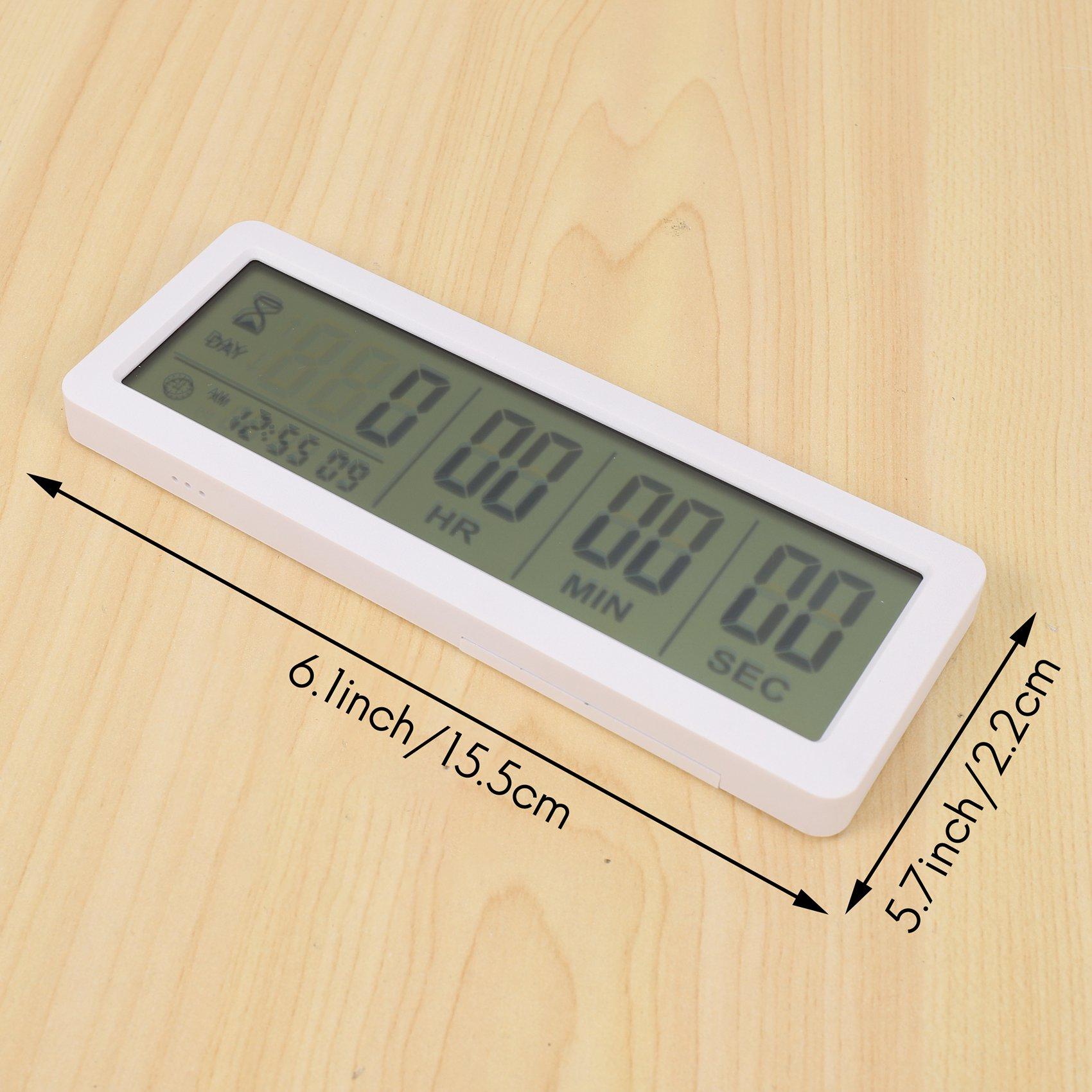 

BHBL Big Digital Countdown Days Timer Clock - 999 Days Count Down Clock Timer for Graduation Lab Kitchen (White) China Mainland