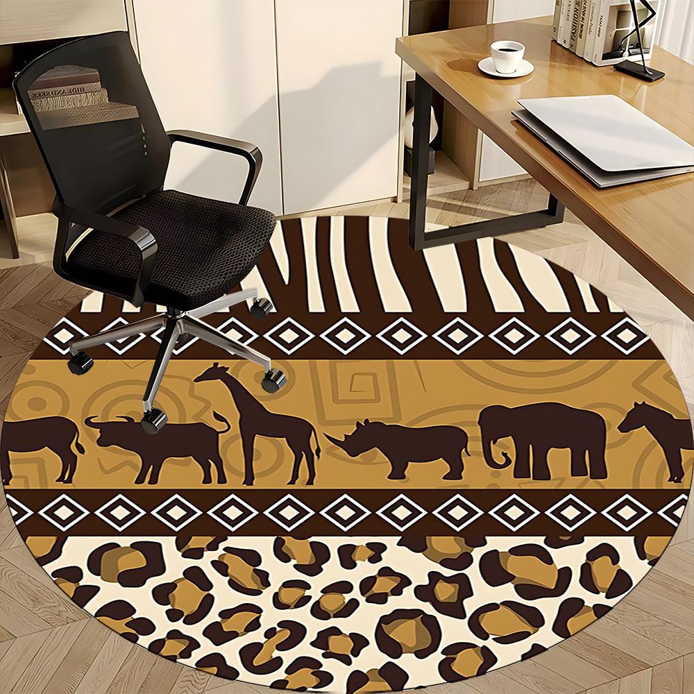 1pc African Giraffe Stripes Office Round Area Rug, Under Office Chairs Bedroom Living Room Home Decor, Room Deco