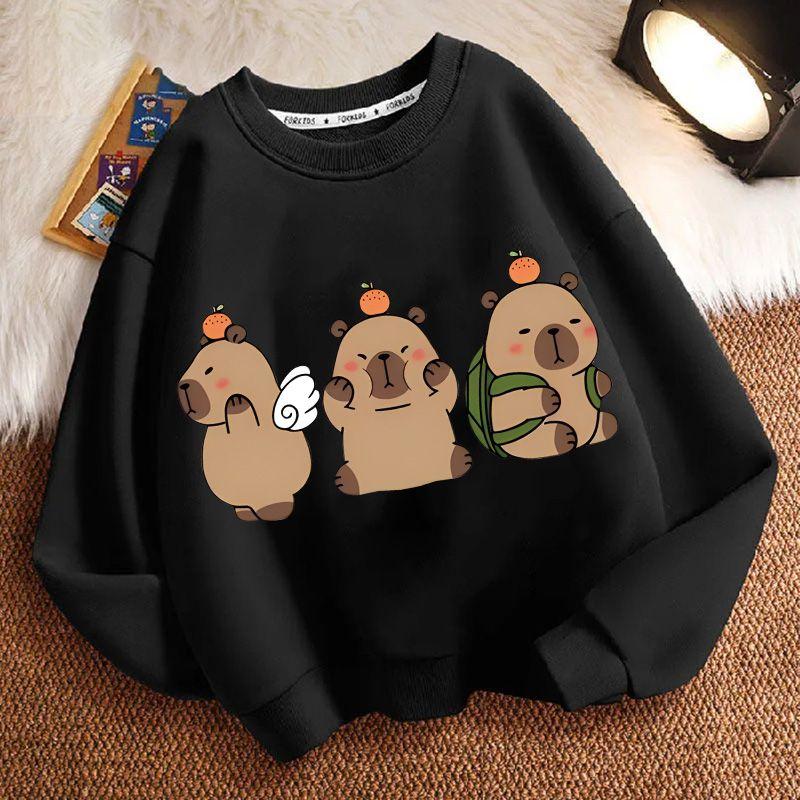 Children's Fashion Capibara Hoodies for Autumn and Winter, Loose Long-sleeved Hoodies for Boys and Girls
