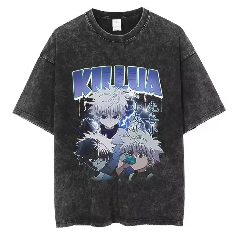 Killua Zoldyck Hunter X Hunter Manga Graphic Tshirt Men Women Clothes Oversized Washed Cotton Tshirt Short Sleeve Tees Tops