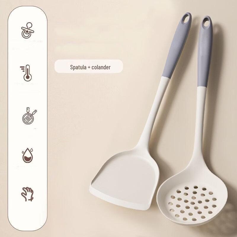 Wutuo Gray-White Silicone Cooking Utensil Set