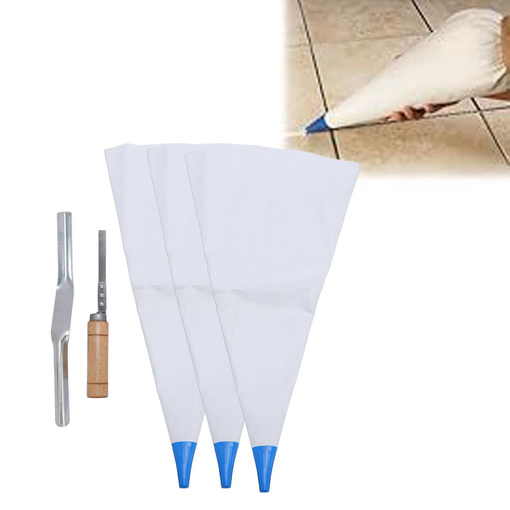 Tile Grout Masonry Mortar Bag with Brick Jointer and Tuck Pointer Reusable Easy To Clean Cement Sealer Bag Piping Bag
