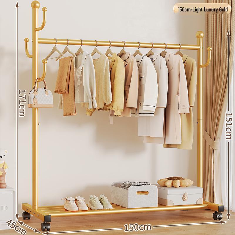 Mobile Floor-Standing Clothes Rack for Bedroom, Balcony, and Dorm – Indoor Hanging and Drying Solution.