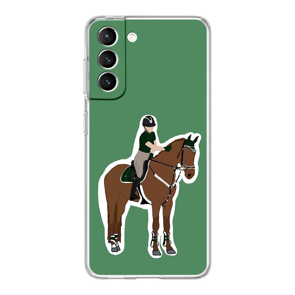 Animal Galloping Horse Girl Drawing Phone Case For Samsung Galaxy S24 S23 S22 S20 Ultra S21 FE 5G S10 S9 Plus S10E S8 Soft Cover