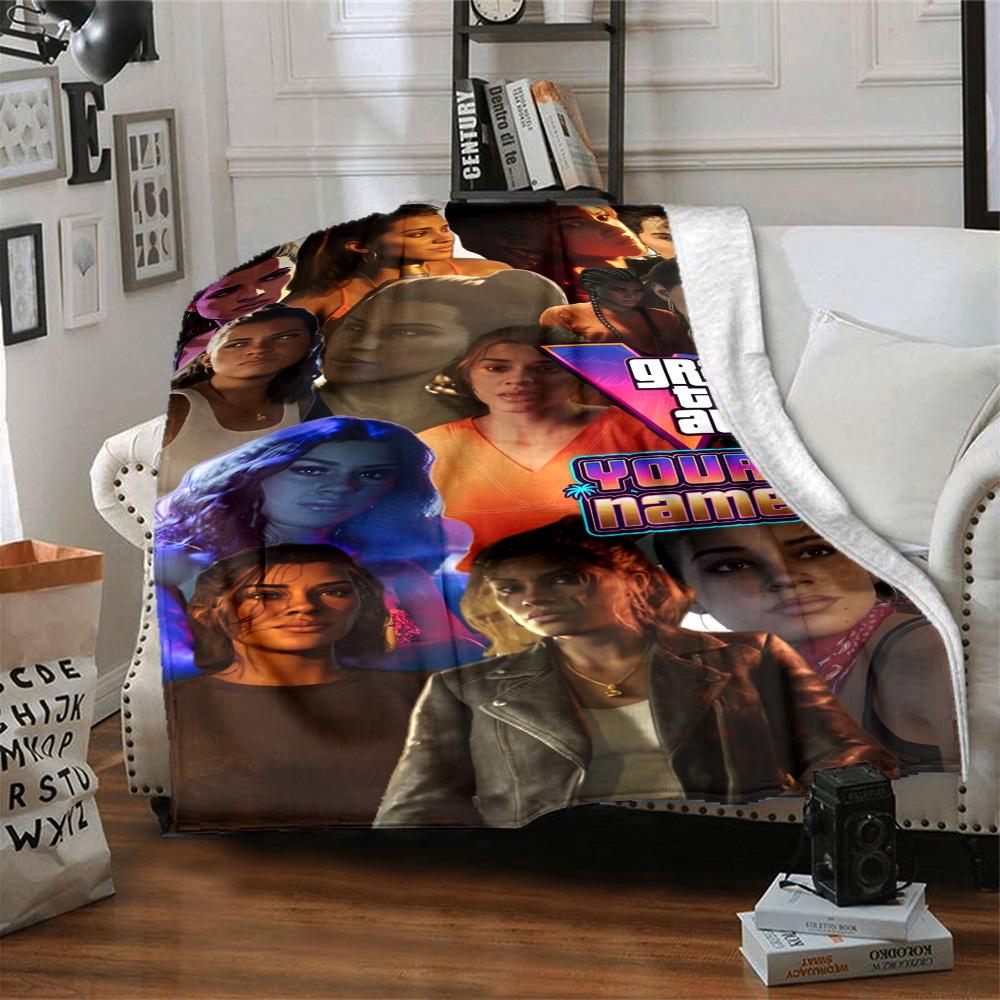 Grand Theft Auto Customize Text Blanket Lightweight Personalized Blanket Comfortable Suitable for Office Livingroom Nap Sofa Four Seasons Universal