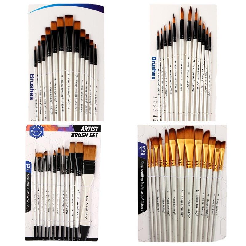 12-Piece Acrylic, Watercolor, and Oil Paint Brush Set – No Shed, Includes 13 Gouache Brushes