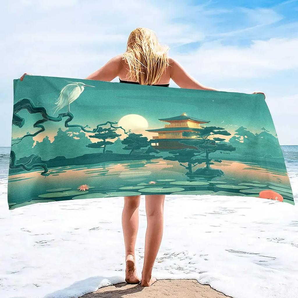 Oversized Microfiber Sand Free Towels Pool Beach Towels Quick Dry Beach Towel Chinese Style Beach Towel for Women and Men