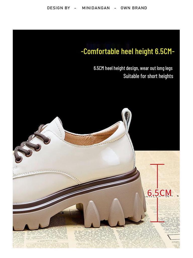 Women's Chunky Heel Oxford Loafers - British Style, Colorblock, Height-Increasing Platform for Winter Fashion
