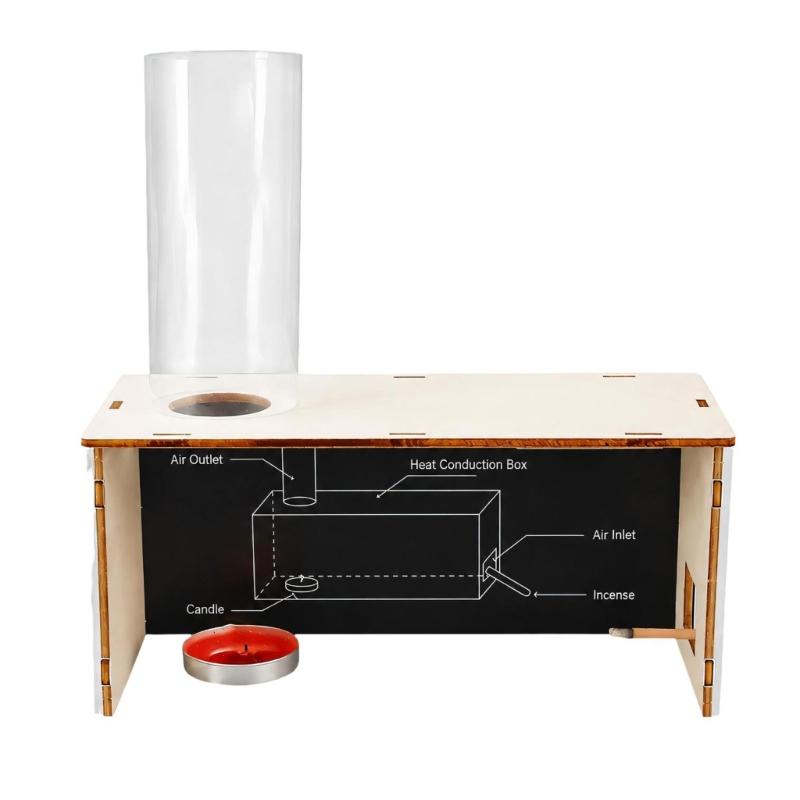 Wind Formation Demonstration Apparatus With Wooden Slotted Box and Clear Outlet Tube, Hands-On Airflow Science Activity for Classroom Learning