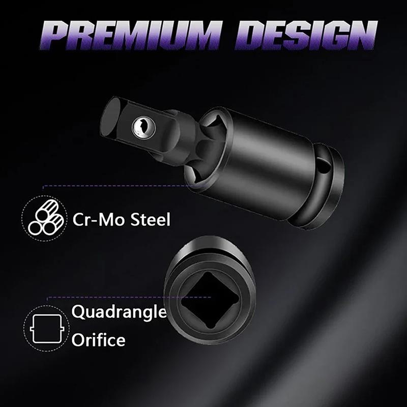 3 Piece Universal Joint-Socket, Impact Swivel Socket Set, 1/4-Inch, 3/8-Inch, 1/2-Inch Drive Set,Electric Wrench Accessories