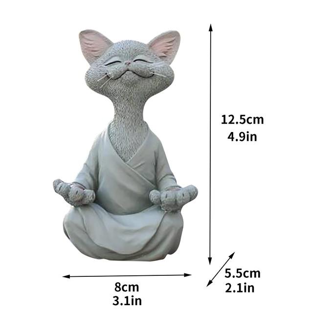 Skurrile schwarze Buddha-Katzenstatue, Meditation, Yoga-Kollektion, glückliche Katze, dekorative Kunstskulptur, Gartenstatue für den Außenbereich