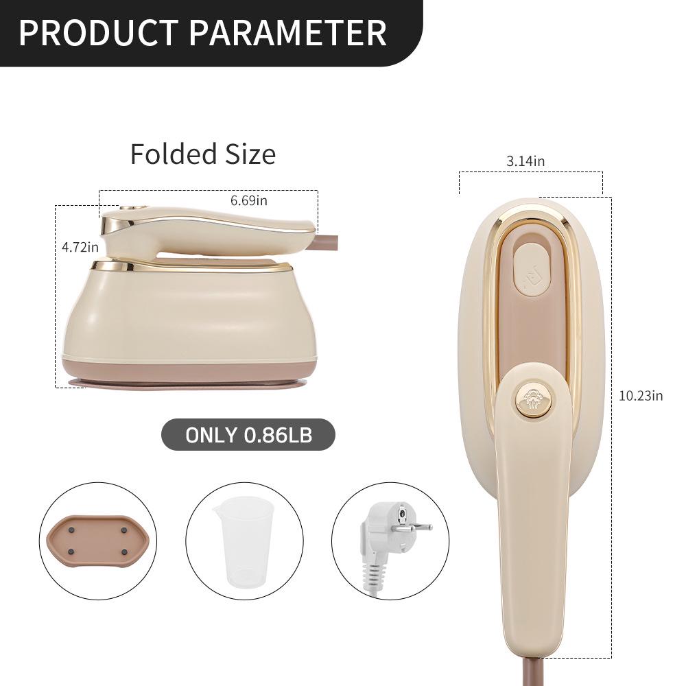 Compact Dual-Use Garment Steamer & Iron: Portable Foldable Handheld for Home & Dorm Use