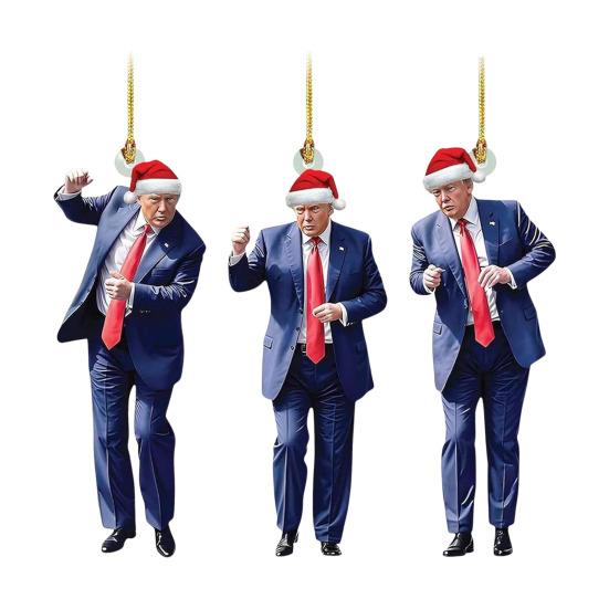 

3 шт. рождественское украшение Трамп 2D акриловая шапка Санты подвеска Трамп автомобиль