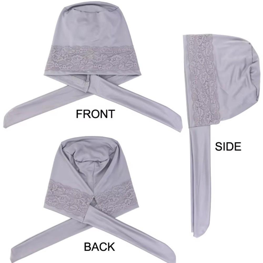 Long Tail Headscarf Hat Solid Color Hijab Caps Fashion Chemo Hat for Women