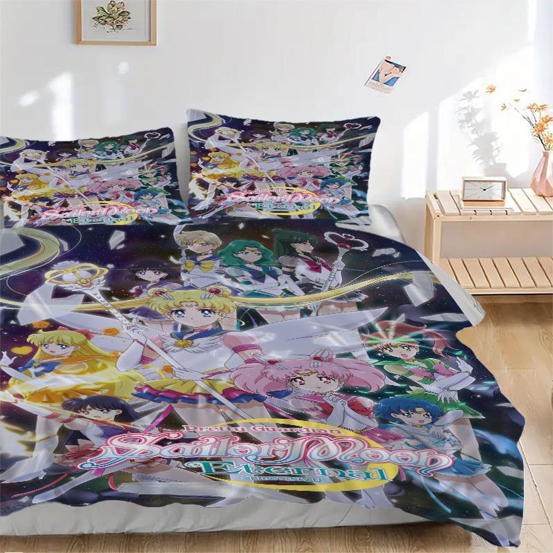 

Sailor Moon Eternal Movie Poster Bedding Set Comforter Cover Gift for Bedroom,Includes 1 Cover and 2 Pillowcases, No InsertB316 135x200cm