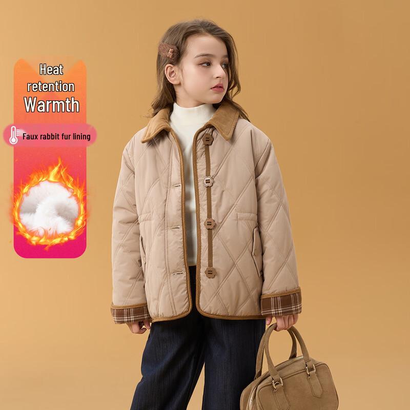 Girls  Vintage Diamond Quilted Cotton Padded Jacket 165