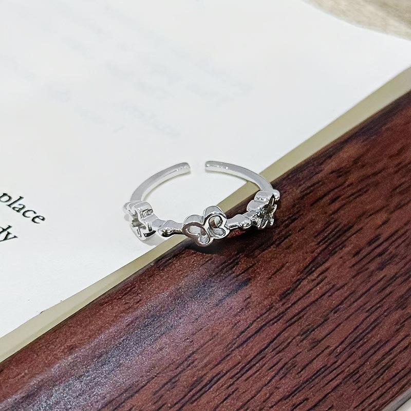 Plain Circle Simple Geometric French Butterfly Open Ring Light Luxury Niche High-End Index Finger Ring Women