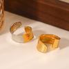 Euro-amerikanischer Stil 18K vergoldeter strukturierter Edelstahl offener Ring für Damen, nicht verblassender Titanstahl Handschmuck