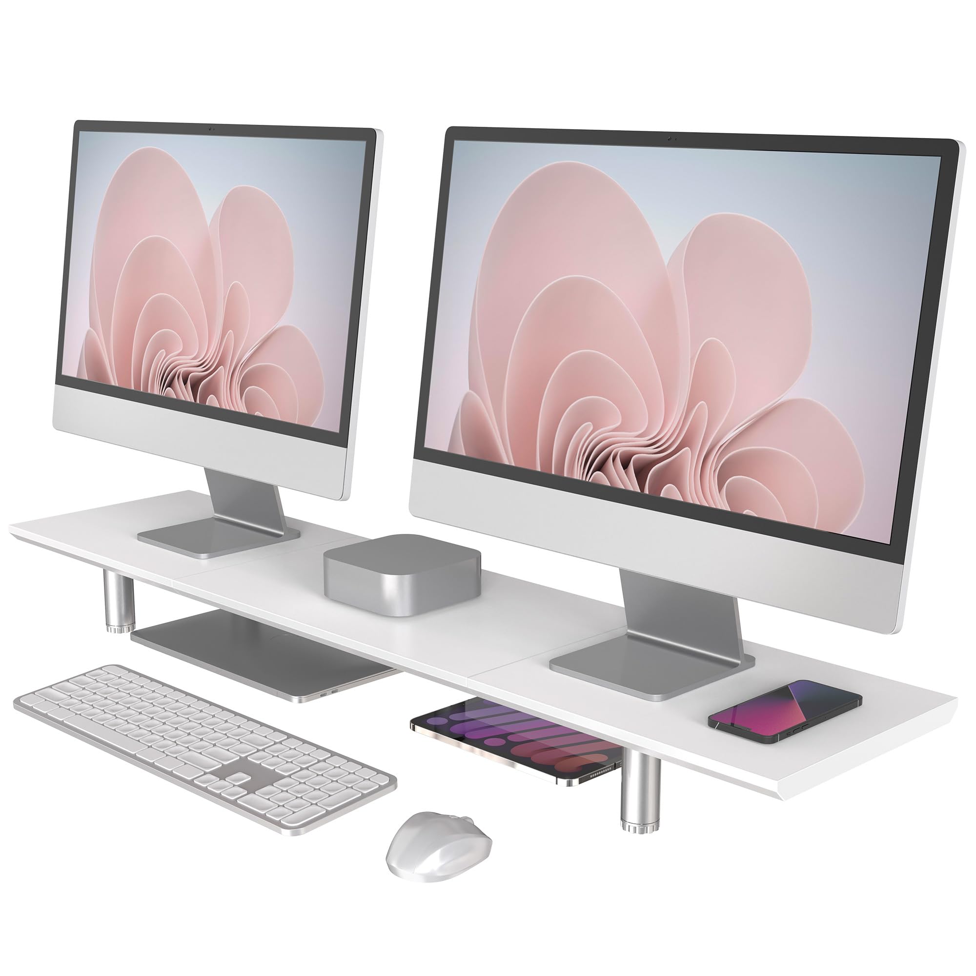 

FENGE Монитор Настольный Компьютер Настольная Стойка с Деревянной Высотой для Монитора Настольный ПК Монитор Компьютер Настольный и Органайзер Стойка, Стойка, белый