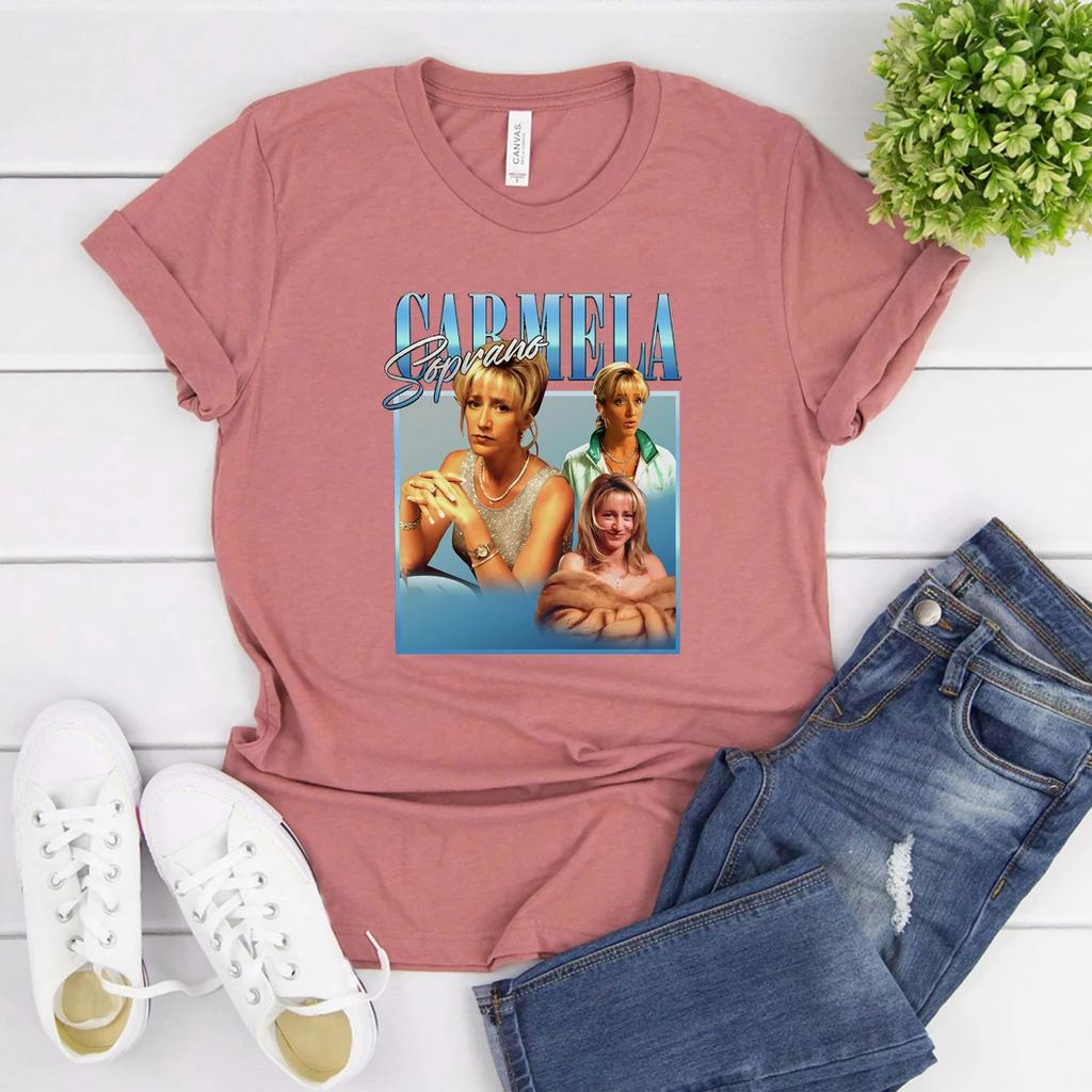Carmela Soprano Homage TShirt Tv Show Inspired Tshirt Womens Short Sleeve Graphic T Shirts Aesthetic Clothes Women Clothing