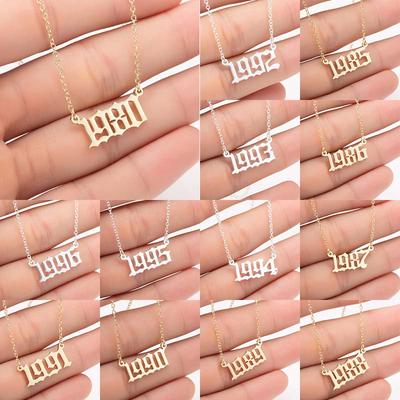 Hot Selliing Necklace Jewelry For Women Year Number Special Date Necklaces Pendant 1PC From 1980 To 2019 Personalized Necklace