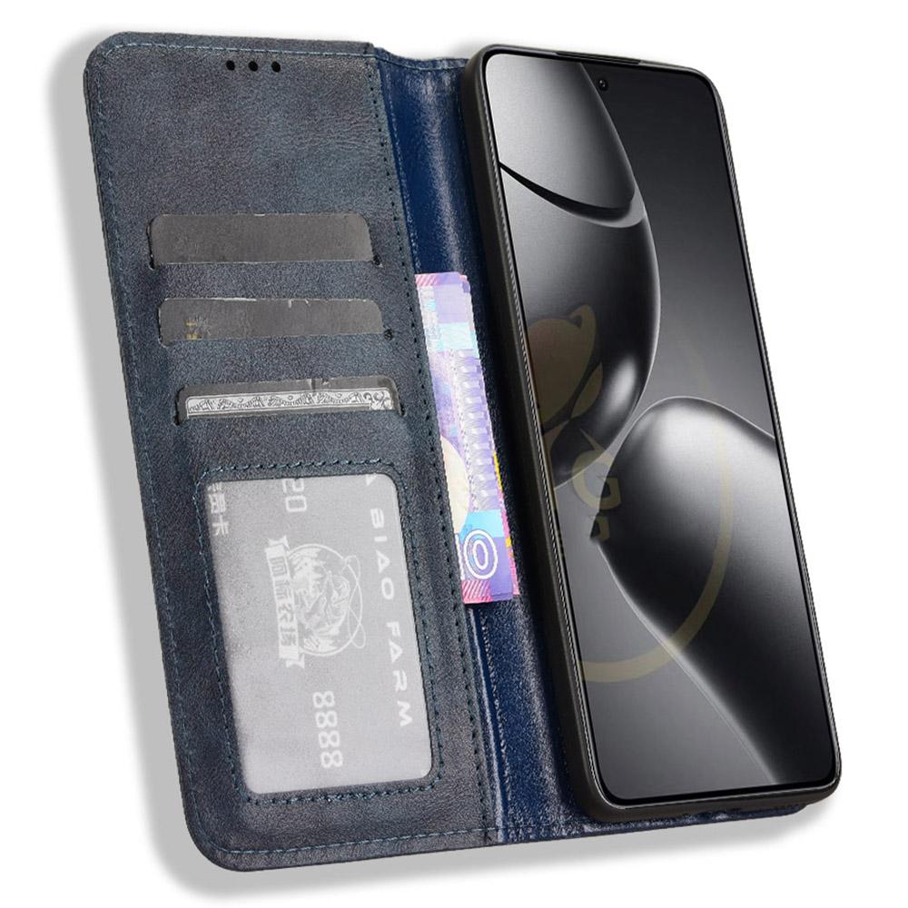 

For Xiaomi 14T Leather Case Wallet Stand Retro Texture Phone Cover Red