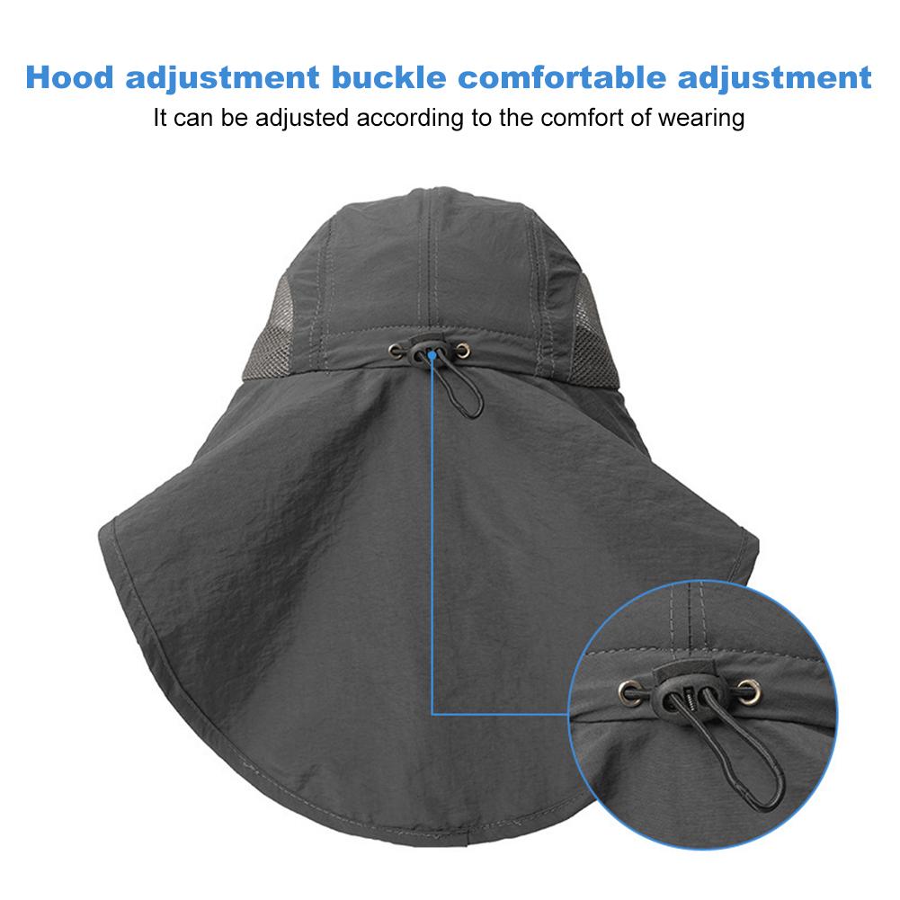 Outdoor Fishing Hat Sun Protection Hat Adjustable Mesh Fishing Hat with Neck Protection Safari Hiking Cap for Climbing Hiking