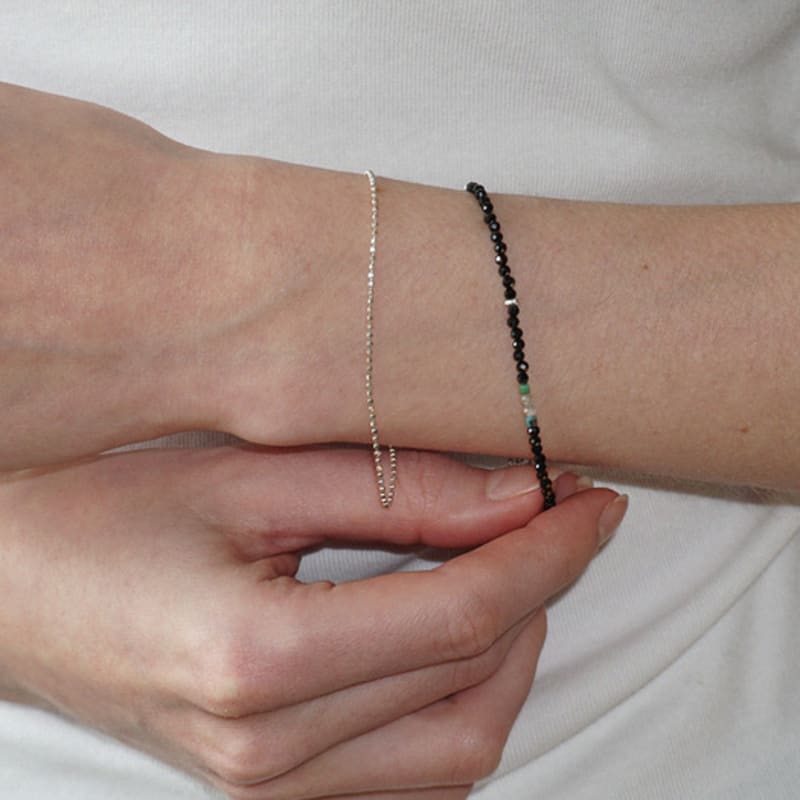 OURPIERRE [SILVER 925] GLITTER BRACELET BLACK