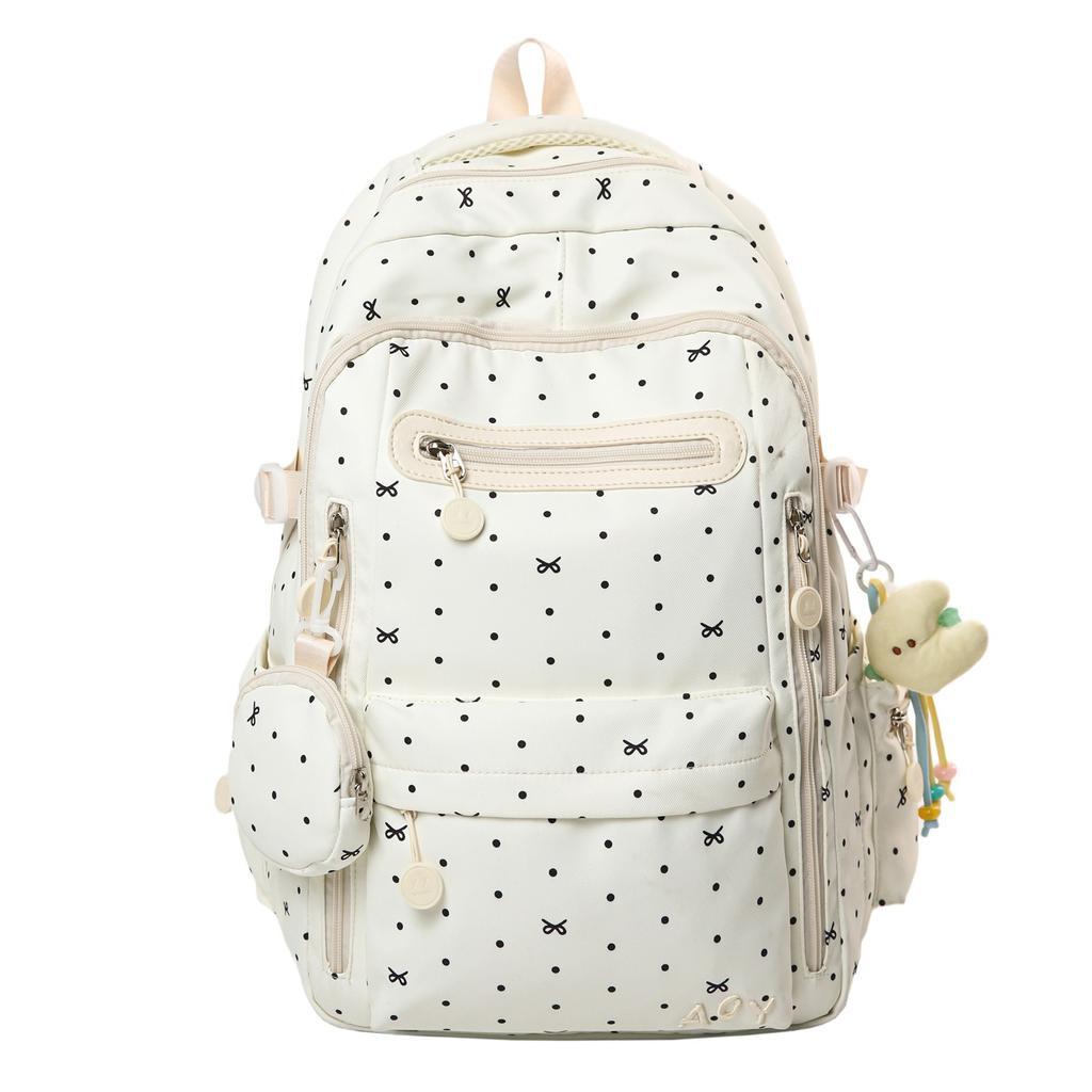 Schoolbag1011 new backpack simple polka dot commuter versatile backpack light fashion high school students large capacity schoolbag
