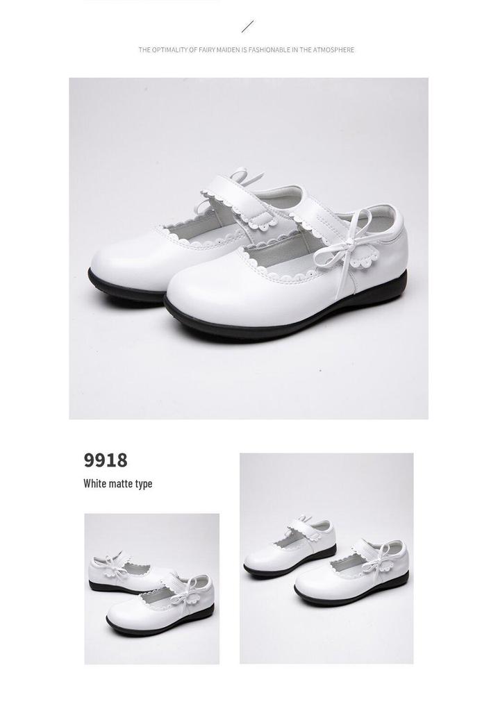 Black Genuine Leather Children's Performance Shoes - Little Princess Campus Style
