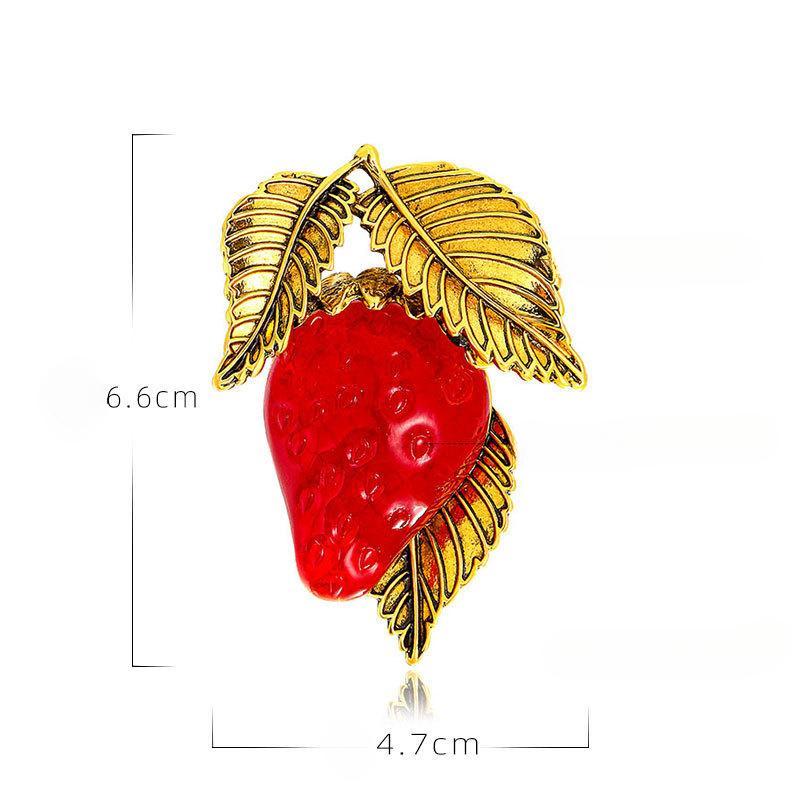 Purple Strawberry Resin Brooch Alloy Oil Drop Plant Fruit Corsage Clothing Shoe Buckle Accessories
