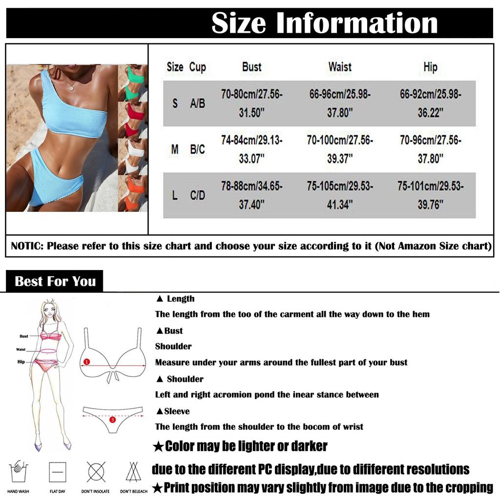 Women's One Shoulder Ribbed Bikini Set Two Piece Swimsuit High Cut Bottoms Textured Fabric Swimwear for Beach Pool