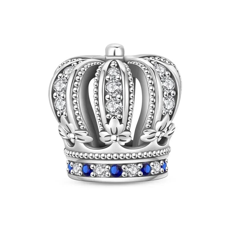 Original Copper Princess Crown Charm Bead Ear Stud Ring Pendant Fit Necklace Bracelet Women Jewelry Diy Gift