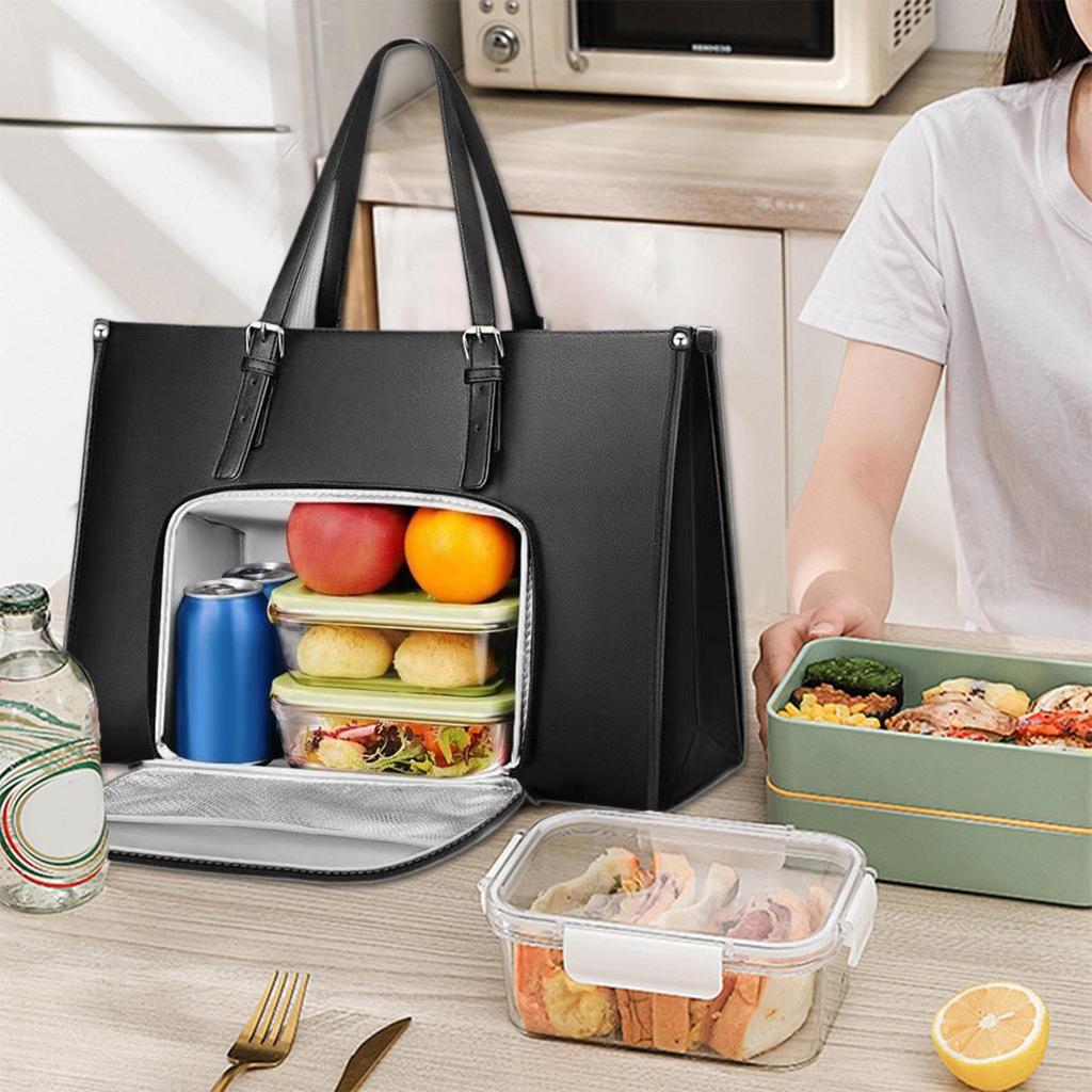 Laptop-Tasche mit isoliertem Lunch-Fach, modern für Arbeit, Schule, Computerhalter mit Behälter für Snacks, Obst, Getränke