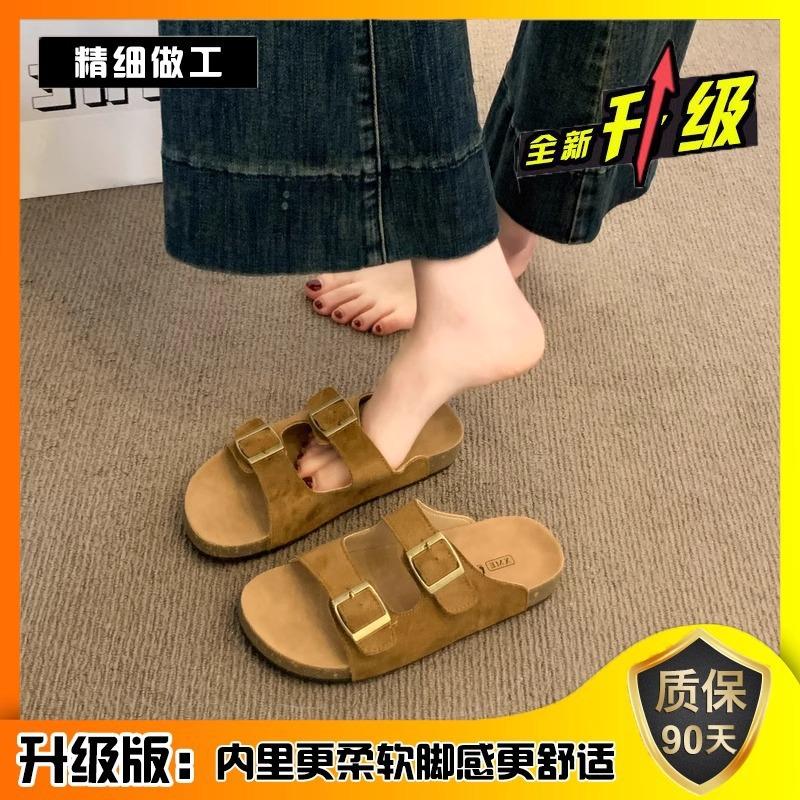 

Slippers women s outer wear 2025 summer new retro Birkenstock sandals versatile soft bottom one-word non-slip advanced sense 41