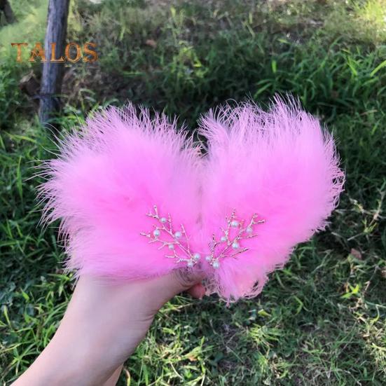 1 Paar Haarspangen für Damen, Federdekor, Kunstperlen, dekorative Haarnadeln im japanischen Stil, Haarschmuck für den Alltag