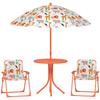 Kids Patio Set, Children Table and Chair Set, Outdoor Picnic Table with 2 Folding Chairs and Umbrella, Orange
