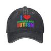Unisex Autism Awareness Respect Love Support  Print Hat Vintage Distressed Denim Washed  Baseball Cap Adjustable