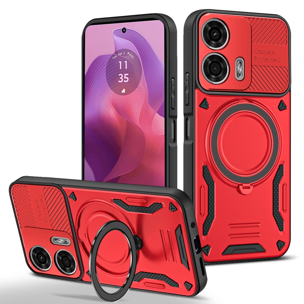 Magnetic Case For Motorola Moto G04 4G / G24 4G Shockproof TPU + PC Phone Back Cover with Kickstand
