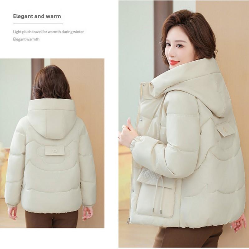 Dámská ležérní bunda s bavlněnou vycpávkou Středně dlouhá zimní volná teplá bunda s bavlněnou vycpávkou