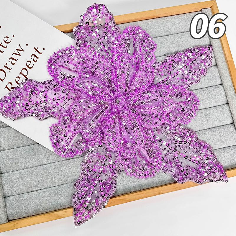 Multi-Layer Organza Lace Sequin Beaded Studded 3D Flower Crystal Patch Diy Clothing Decorative Applique Sweater Coat Accessories