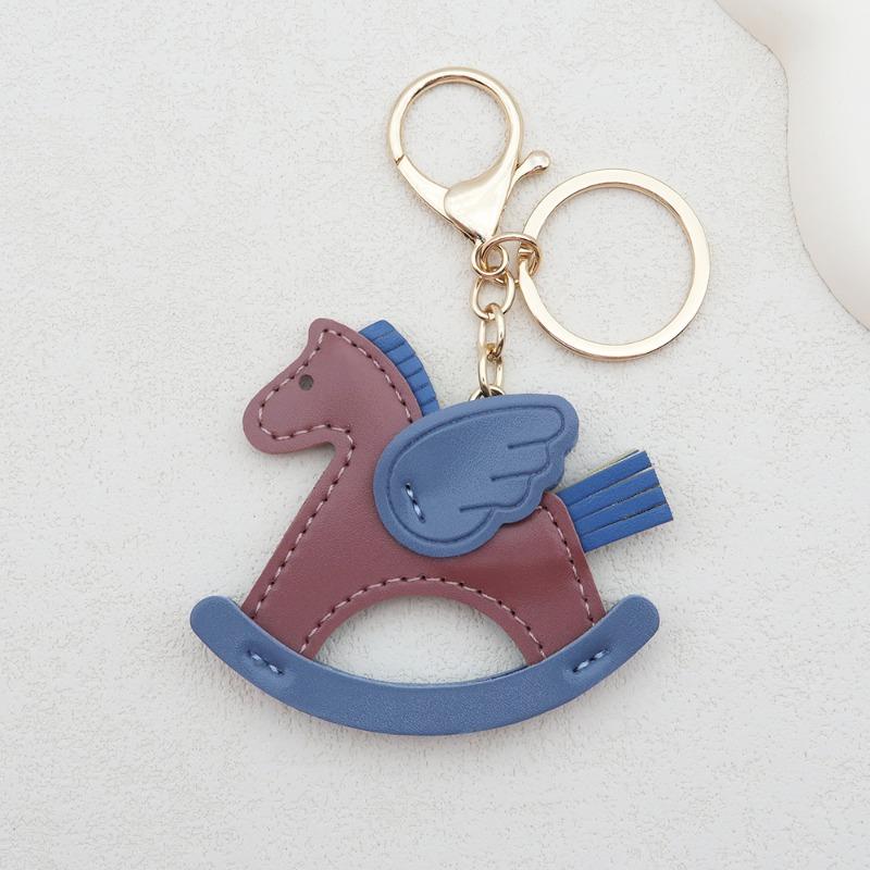 Shake Pegasus Keychain Creative Pony Bag Pendant Leather Trojan Horse Car Pendant Animal Elements