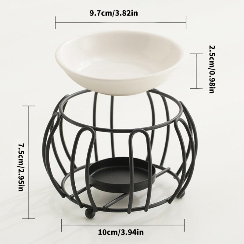 Decorative Essential Oil Burners with Hollowout Design and Ceramics Bowl Tealight Candle Holder Aromatherapies Diffuser